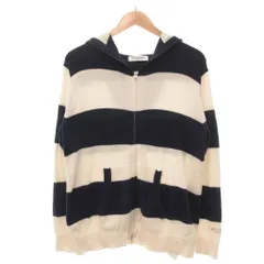 ジェラートピケオム GELATO PIQUE HOMME パーカージップアップフーディー ボーダー ルームウェア M 白 ホワイト 青 ブルー /YJ