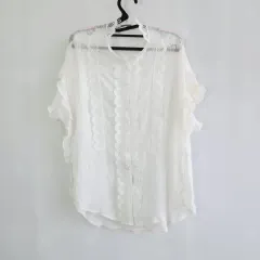 c5 ミュジャック アイボリー レース 半袖 ブラウス フリーサイズ
