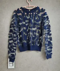 ブルー ヒョウ柄 レオパード パータン Tシャツ 55