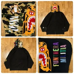★XL★ BAPE CAMO タイガー パーカー ブラック a bathing ape Tiger full zip hoodie エイプ ベイプ アベイシングエイプ 迷彩 yi57