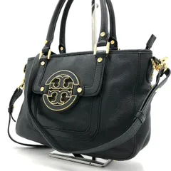 トリーバーチ アマンダ 2WAY ショルダーバッグ 黒 レザー ハンドバッグ ロゴ 金具