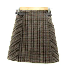 マジェスティックレゴン MAJESTIC LEGON フレアスカート ミニ丈 チェック柄 M 茶 ブラウン /SY22