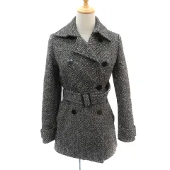 クイーンズコート QUEENS COURT Pコート ピーコート ショート丈 ウール混 1 黒 ブラック /YK15