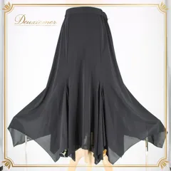 社交ダンス 衣装 スタンダード スカート レッスンウェア 練習着 レディース オールシーズン 黒 ブラック系 花柄 フォーマル 上品 かわいい スカート丈84cm モノトーン ブラック 花柄アクセント 日常使い おしゃれ 大人 お手入れ