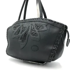 イビザ IBIZA ハンドバッグ 黒 レザー パッチワーク タッセル 編み込み