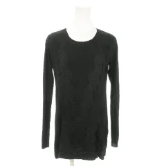 マーキュリーデュオ MERCURYDUO ニット セーター ラウンドネック 長袖 レース 刺繍 花柄 F 黒 ブラック /AO11