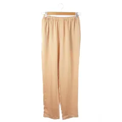 ノーリーズ Nolley's パンツ イージー テーパード ストレッチ シャイニー 光沢 サテン ウエストゴム 36 ピンクベージュ /AO7