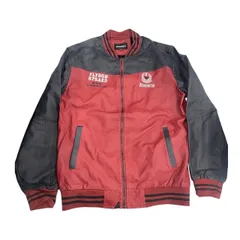 ◼︎NUOWEIDIKE 4XL ビッグサイズ 裏ボア スタジャン風 ブルゾン 赤 黒 ワークウェア 古着