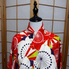 着物 青　ピンク　紫　身丈163cm 小紋 バラ　花柄　レディース モダン 洗える着物