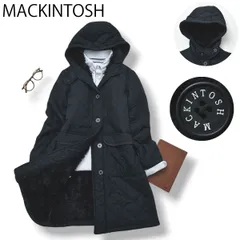 【上品】 英国製 マッキントッシュ MACKINTOSH フーデット キルティング コート 中綿 裏起毛 ボア 34 ネイビー ブリティッシュ カジュアル シティールック モダン レディース ♪