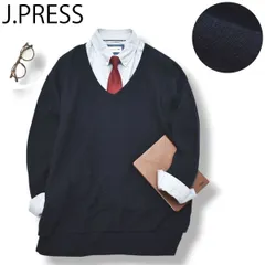 【美品】 ジェイプレス J.PRESS カシミア 混紡 長袖 Vネック ウール ニット セーター ケーブル ローゲージ レイヤード デザイン L ネイビー シティールック モダン レディース ♪