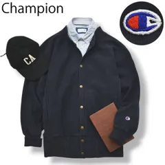 【リバースウィーブ】 チャンピオン Champion ボタン 裏起毛 クルーネック スウェット カーディガン 羽織 ジャケット アウター L ネイビー アメカジ ストリート カジュアル メンズ