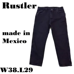 Rustler メキシコ製 W38L29 ブラックデニム ストレート 1087619CB ラスラー