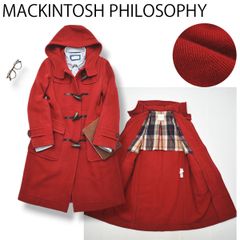 美品✨マッキントッシュフィロソフィー ヘリンボーン ロングダッフルコート レッド 美品 英国製 マッキントッシュ ヘリンボーンウール ダッフルコート