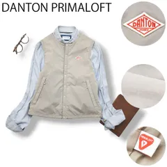【美品】 ダントン DANTON プリマロフト PRIMALOFT 中綿 ストレッチ ナイロン ベスト ジャンパー ロゴ入り 34 グレー フレンチ カジュアル シティルック レディース ♪