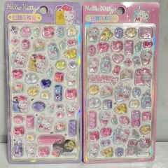 【正規品】ハローキティ 2枚セット ボンボンドロップシール 3D立体 ぷくぷくシール 海外ライセンス品 シールセット