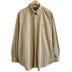 Ralph Lauren ラルフローレン BLAKE ボタンダウンシャツ コットンシャツ 長袖シャツ ワンポイントロゴ 刺繍 ベージュ XXLサイズ No.M244