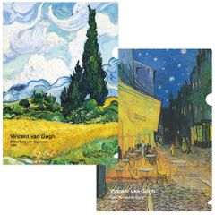 包む A4クリアホルダー ゴッホ名画2柄セット 糸杉のある麦畑 夜のカフェテラス T9075・9076 