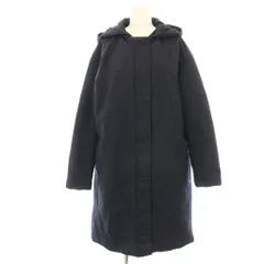 ユニクロ UNIQLO ハイブリッドダウンコクーンコート M 紺 ネイビー フード付き 無地 ジップアップ ロング /HN ■MA