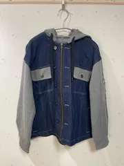 ノーブランド デニム切替 フード付きジャケット YKKジッパー M ユニセックス
