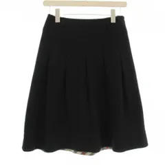 バーバリー ロンドン BURBERRY LONDON フレアスカート ひざ丈 ウール 裏ノバチェック 34 黒 ブラック FX024-802-09 /KU