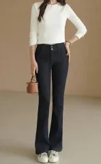 ダブルボタン ブーツカット デニム パンツ