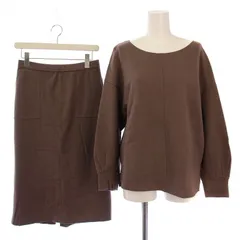 インディヴィ INDIVI セットアップ 上下 カットソー 長袖 タイトスカート ロング ウール 38 茶 /BM
