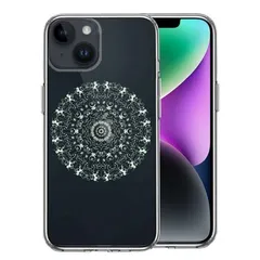 iPhone14 ケース クリア 曼荼羅 模様 スマホケース 側面ソフト 背面ハード ハイブリッド