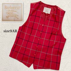 13サイズXL【Burberrys】ベスト ノバチェック 紺 金ボタン 毛ウール