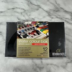 【新品未開封】TALENS　ターレンス　REMBRANDT　レンブラント　　Water colour box 　固形水彩絵具　モノピグメント　12色セット　ハーフパン　 ピュアレッドセーブル毛丸4号