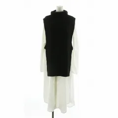 アメリヴィンテージ Ameri VINTAGE シャツワンピース ロング ニットベスト付き 長袖 S ホワイト ブラック 01020531250 /NQ