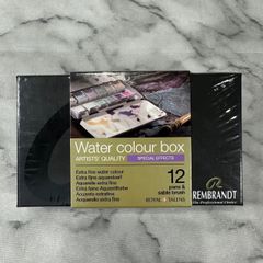 【新品未開封】TALENS　ターレンス　REMBRANDT　レンブラント　　Water colour box 　固形水彩絵具　スペシャルエフェクト　12色セット　ハーフパン　 ピュアレッドセーブル毛丸4号