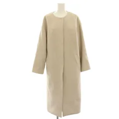 ナチュラルビューティーベーシック NATURAL BEAUTY BASIC ノーカラーコート ウール ロング S ライトベージュ /HN