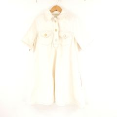 美品 GANNI ガニー J1454 コットントリルミニシャツトレス ワンピース 32 コットン100％ 半袖 ひざ丈 レディース AM7925A39