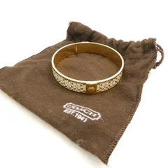 美品 COACH コーチ バングル ブレスレット シグネチャー アイボリー レディース AN2642 