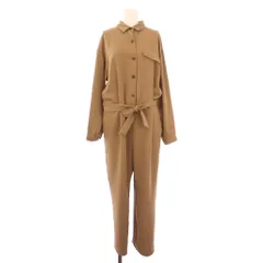 リムアーク rim.ark  Relax loose all-in-one リラックスルーズオールインワン 長袖 レギュラーカラー スラックス ストレッチ ベルト 38 茶 ブラウン 460DSL33-0020 /BB