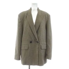 ザラ ZARA テーラードジャケット ダブル チェック柄 M ベージュ 茶 ブラウン /KU