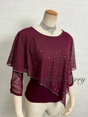 新品　豪華　社交ダンス　ワイン　赤　トップス　キラキラ　ラテン　ワルツ　1399　パーティ