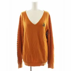 パーリーゲイツ PEARLY GATES ニット セーター 長袖 ワッペン ロゴ ウール ゴルフウェア 2 オレンジ 黒 ブラック 055-270153 /AN22