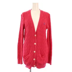 ポロ ラルフローレン POLO RALPH LAUREN ニット カーディガン 長袖 Vネック ロゴ刺繍 L ピンク /BM