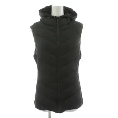 ザラ ZARA 中綿ベスト フード ジップアップ 切替 リブ M 黒 ブラック /KU