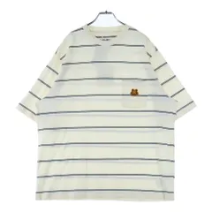 KENZO (ケンゾー) Tiger Crest Stripe Pocket Tee タイガークレストストライプポケットTシャツ ロゴ刺繍半袖Tシャツ FA65TS5204SO アイボリー