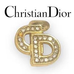 Christian Dior クリスチャン・ディオール CD ロゴ ラインストーン GP ゴールド イヤリング片耳