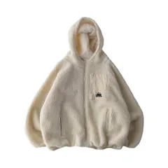 FIRSTDOWN　ボアジャケット　オーバーサイズ　パーカー　刺繍　切替ポケット　ジップ