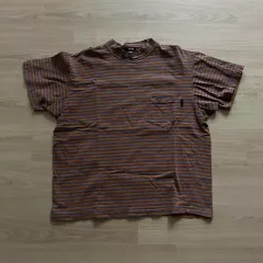 L 80s ヴィンテージ オールド STUSSY ストライプ Tシャツ