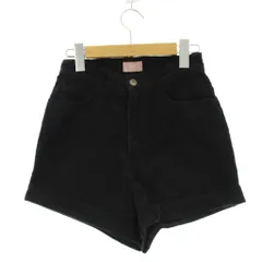 juemi ショートパンツ コーデュロイ 黒 ロールアップ裾 ハイウエスト /JP