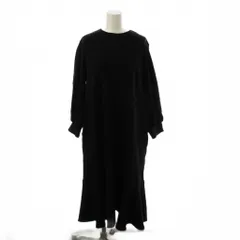 ロッソ ROSSO アーバンリサーチ 裾フレアワンピース 40 黒 七分袖 ラウンドネック /JP