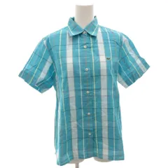 ラコステ LACOSTE シャツ 42 水色 ライトブルー チェック柄 半袖 レギュラーカラー /FF ■ECT