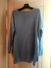 スカイブルー ニット Tシャツ ロング丈