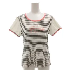 ラコステ LACOSTE Tシャツ カットソー 42 白 ホワイト 黒 ブラック ボーダー柄 半袖 ロゴ刺繍 /FF ■ECT